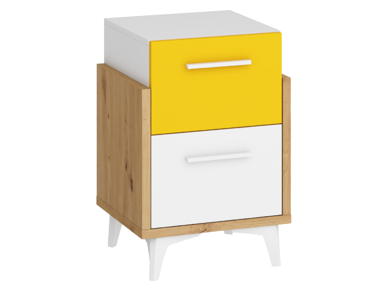ArtCross Nočný stolík HEY-19 | 45 Farba: Dub artisan/biela/žltá