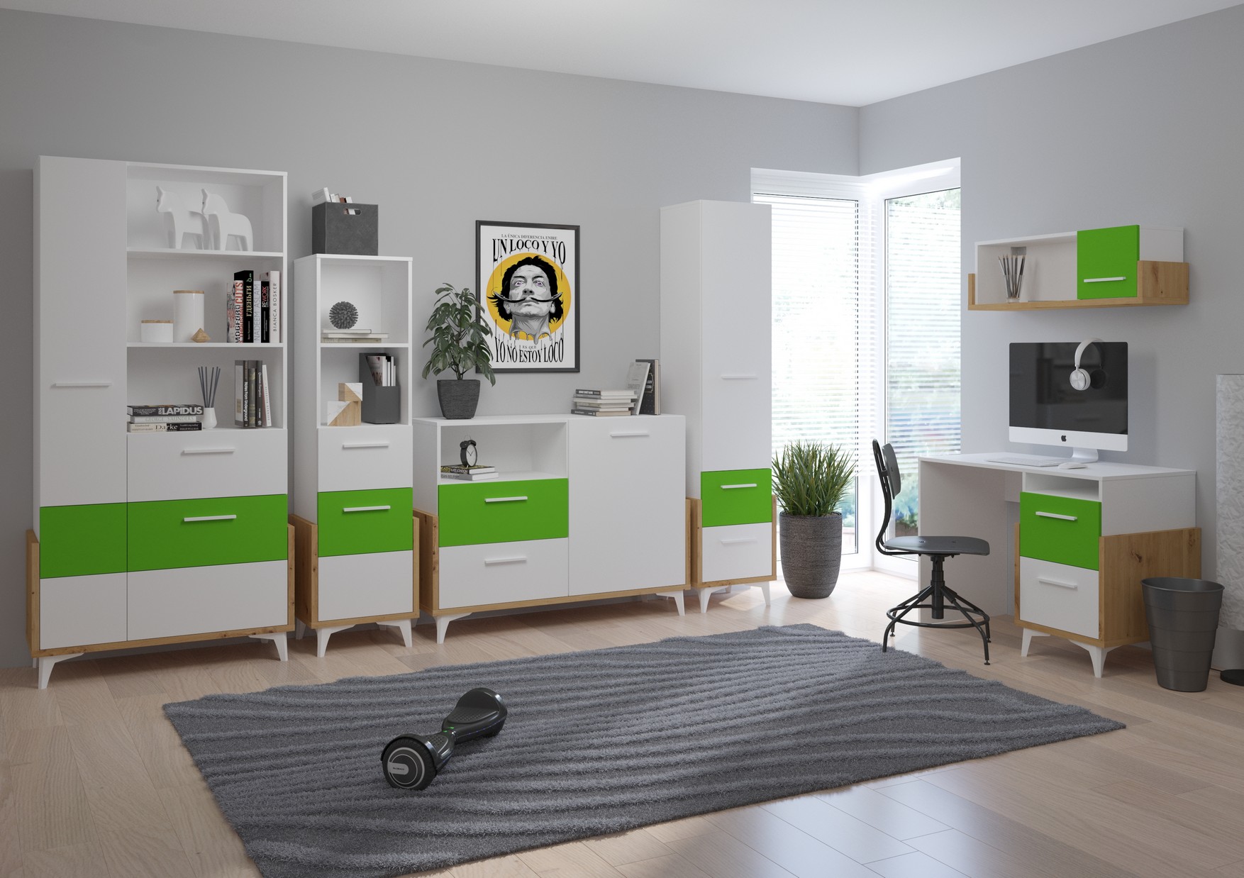 ArtCross Detská izba HEY 2 Farba: Dub artisan/biela/zelená