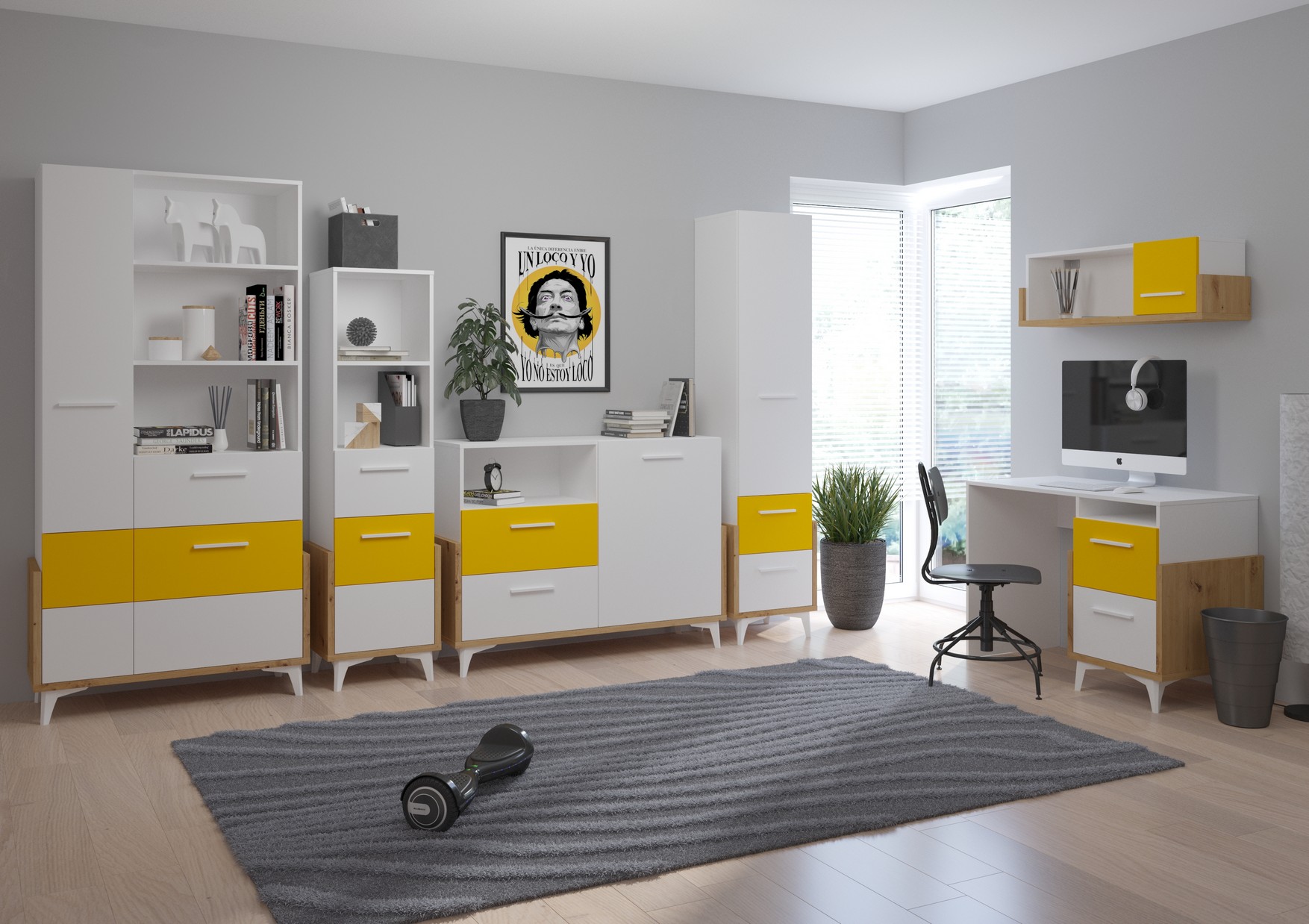 ArtCross Detská izba HEY 2 Farba: Dub artisan/biela/žltá