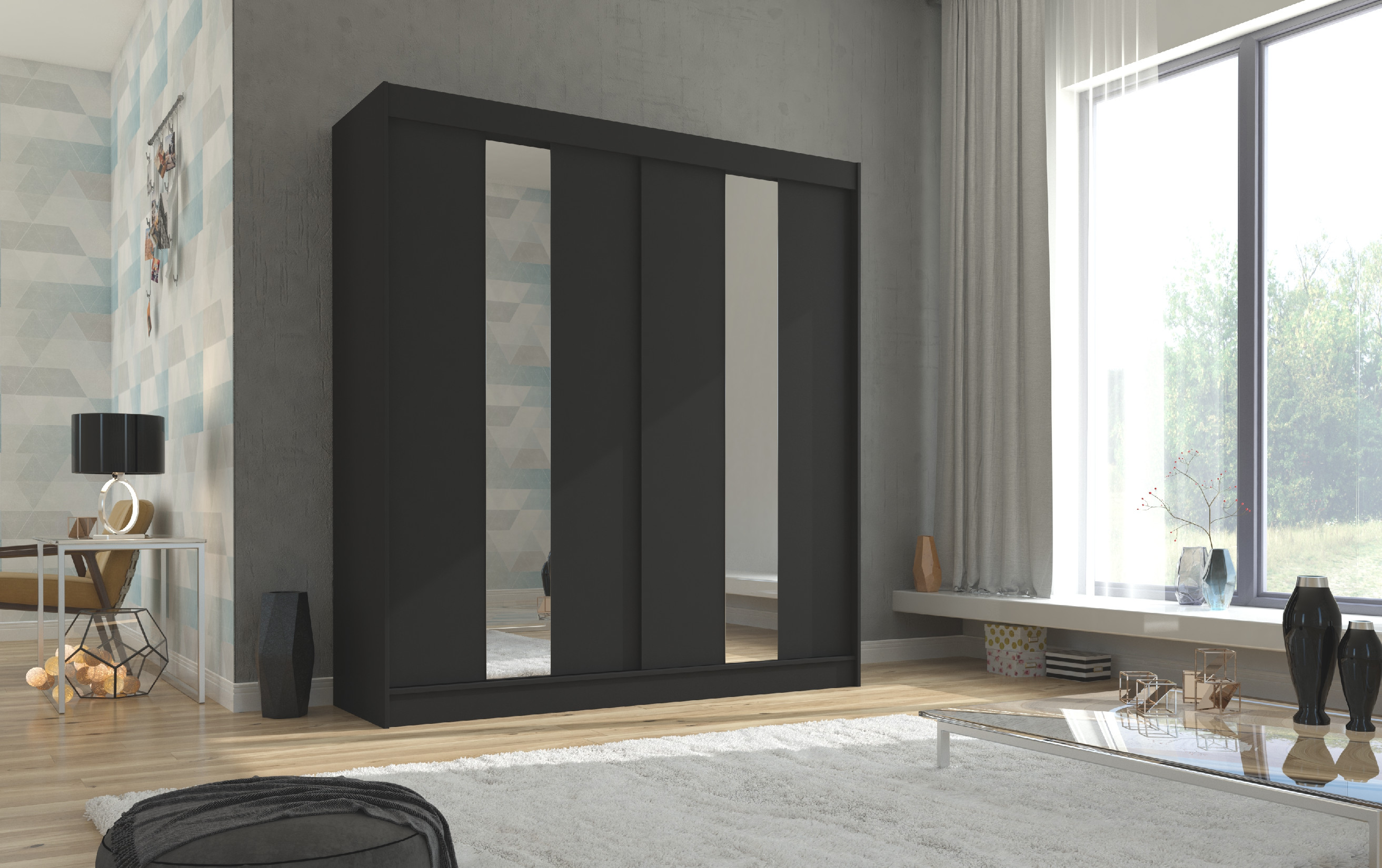 ArtAdrk Šatníková skriňa BALTON |  200 cm Farba: Čierna