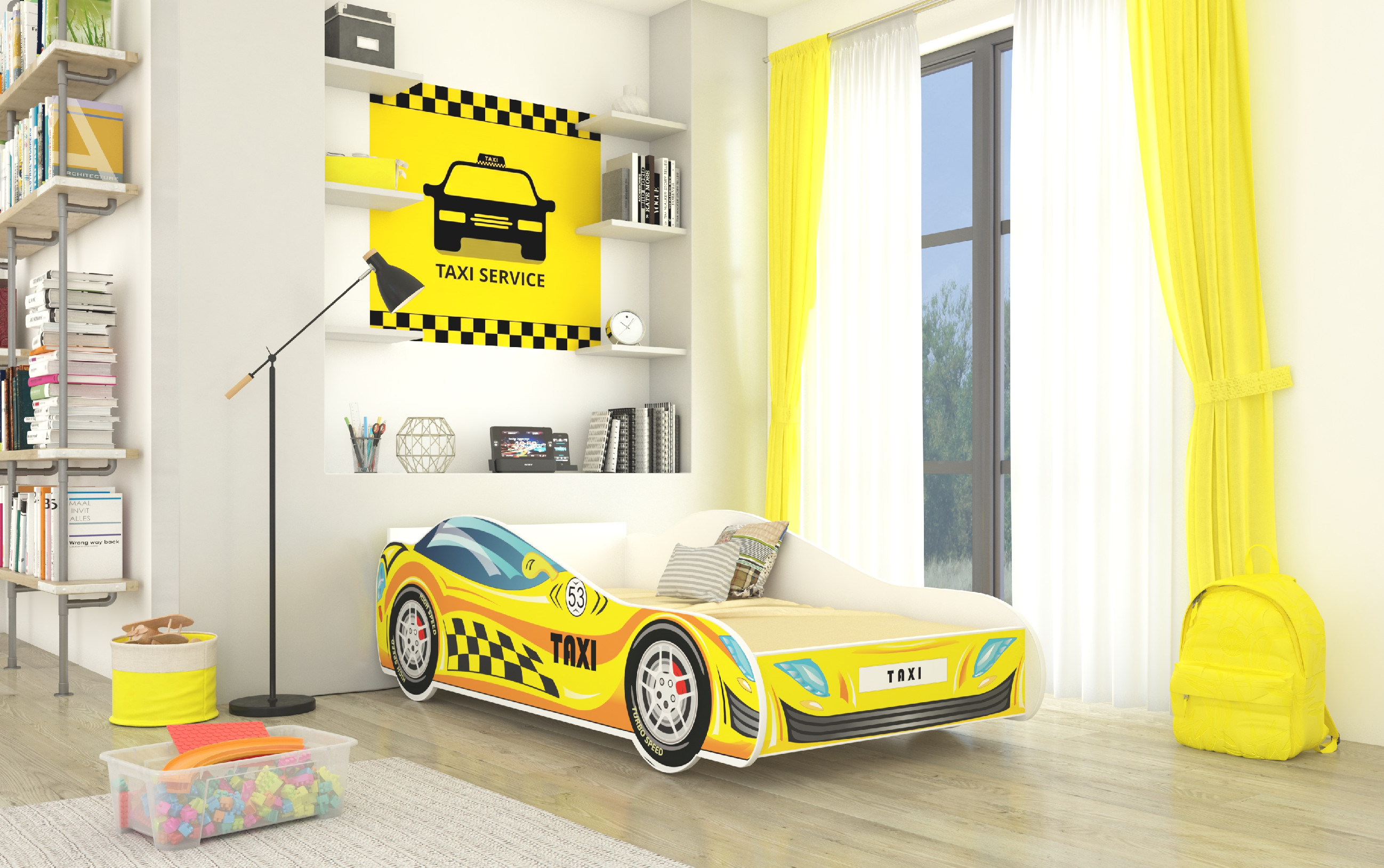 E-shop ArtAdrk Detská auto posteľ TAXI Prevedenie: 70 x 140 cm