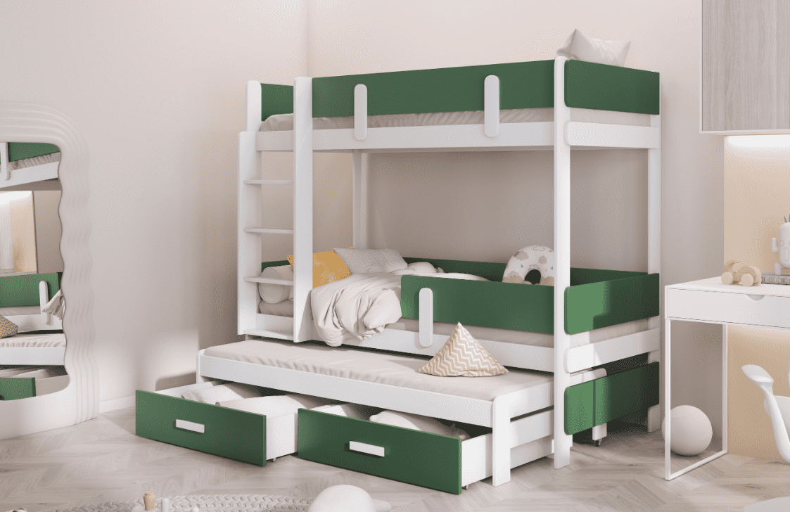 E-shop ArtBed Detská poschodová posteľ s prístelkou ETTORE III | 80 x 180 cm Prevedenie: Borovica prírodná