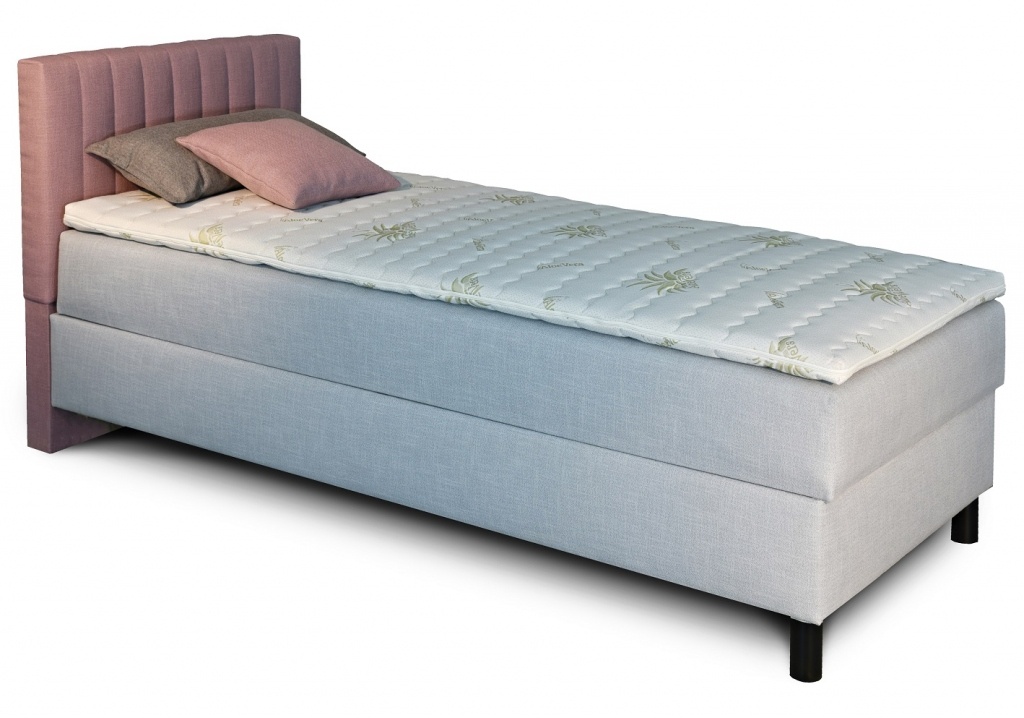 New Design  Čalúnená posteľ NOVO s krátkym čelom | ľavá s topperom Extra Rozmer.: 90 x 200 cm