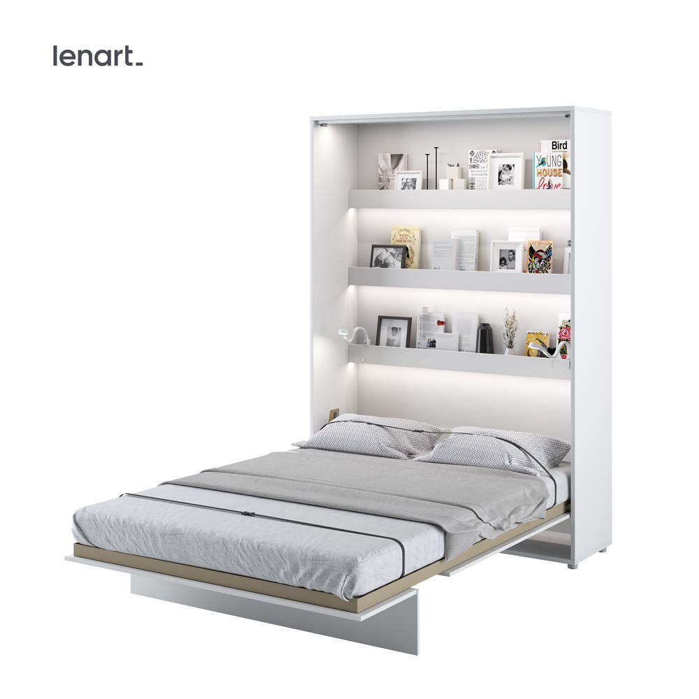 Dig-net nábytok Sklápacia posteľ Lenart BED CONCEPT BC-01p | biely lesk 140 x 200 cm