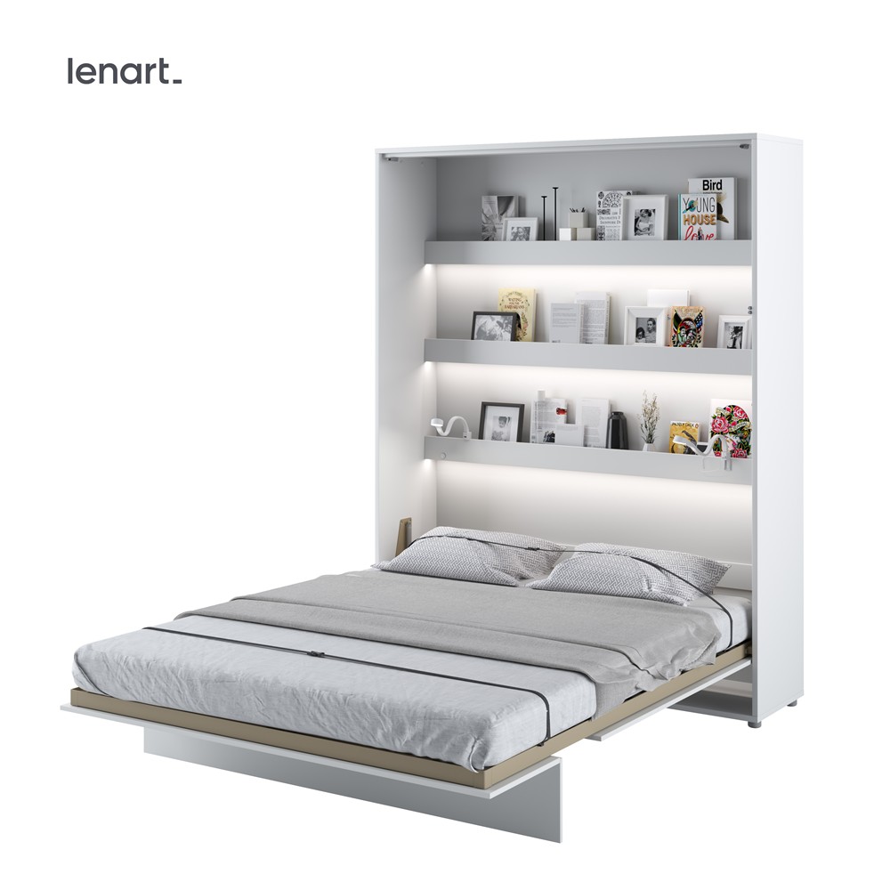 Dig-net nábytok Sklápacia posteľ Lenart BED CONCEPT BC-12p biely lesk | 160 x 200 cm