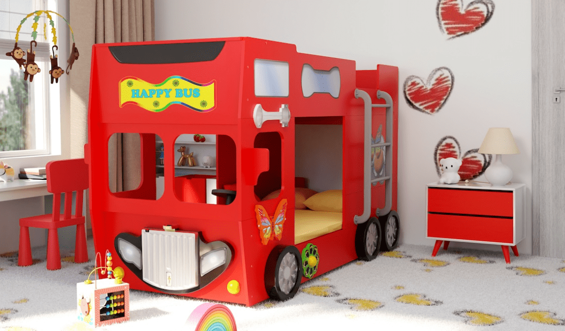 E-shop Artplast Detská poschodová posteľ HAPPY BUS | červený