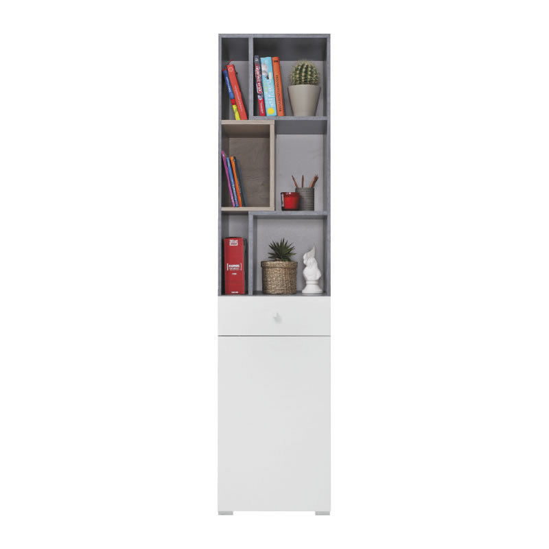 Meblar  Regál SIGMA SI8 L/P Farba: beton/biela/dub