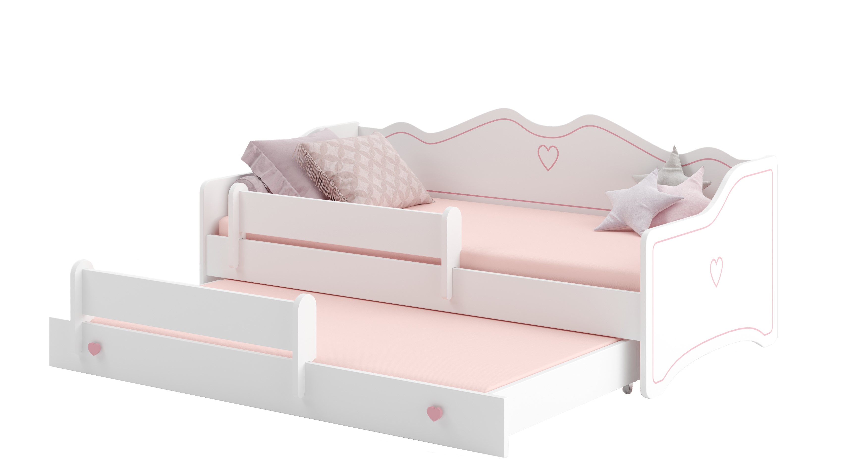 ArtAdrk Detská posteľ s prístelkou EMKA II | biela/ružová