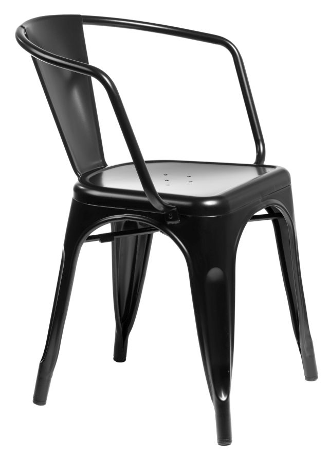 E-shop ArtD Jedálenská stolička PARIS ARMS inšpirovaná Tolix Farba: Čierna