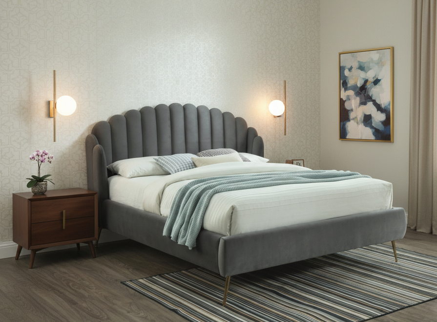 Signal Posteľ CALABRIA Velvet | sivá 160 x 200 cm