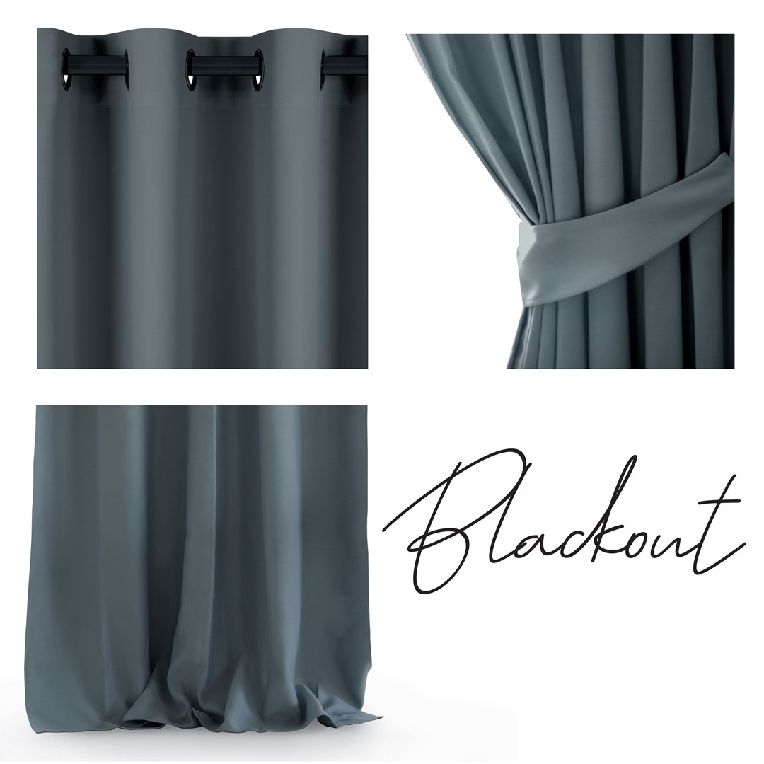 E-shop ArtFlhf Tieniaci záves BLACKOUT EYELETS K | 140 x 245 cm Farba: Čierno-sivá - Charcoal
