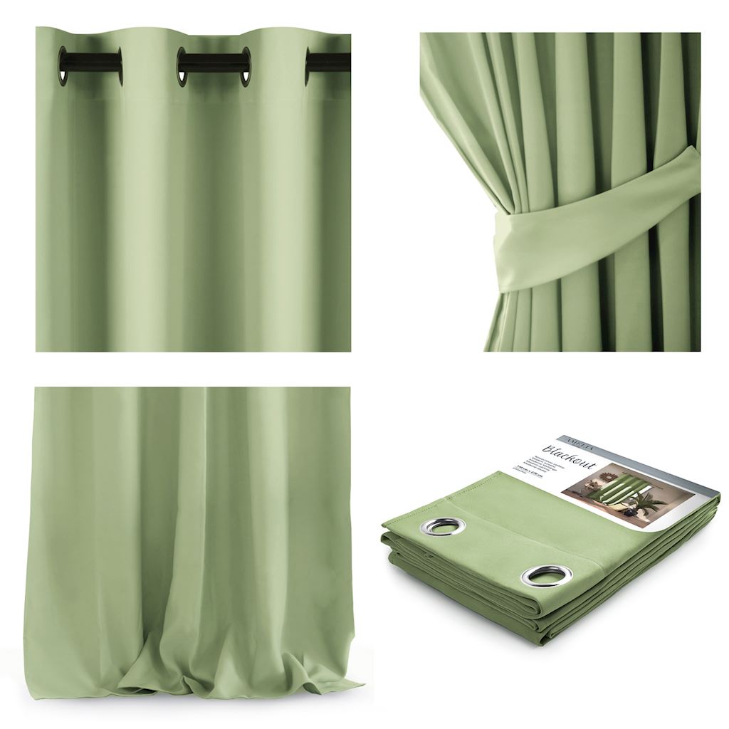 ArtFlhf Tieniaci záves BLACKOUT EYELETS K | 140 x 270 cm Farba: Pistáciová
