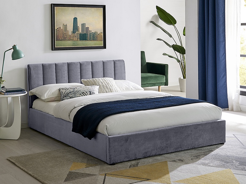 E-shop Signal Manželská posteľ MONTREAL VELVET 140 | s úložným priestorom Farba: Sivá / tap.192