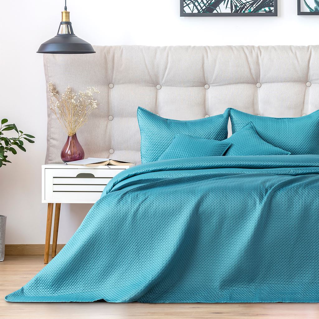 E-shop ArtFlhf Prikrývka na posteľ CARMEN | tyrkysová 240 x 260 cm