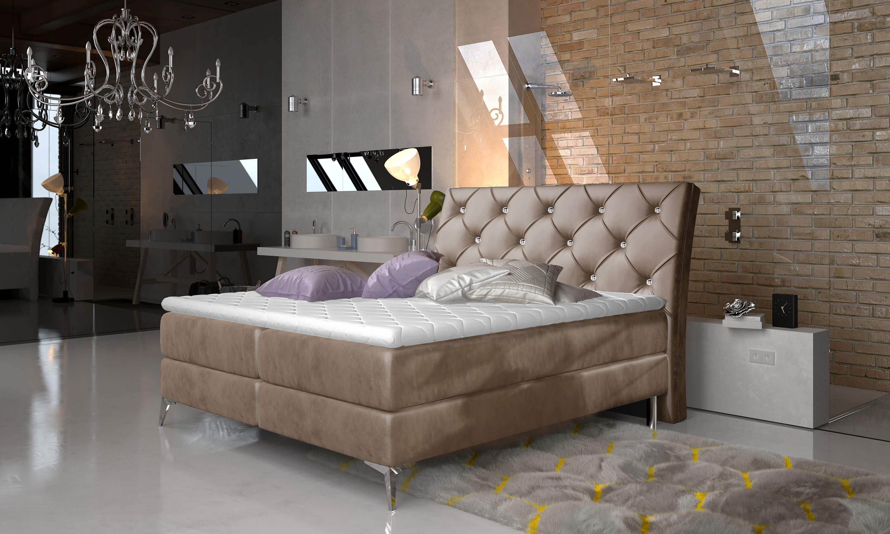 ArtElta Manželská posteľ ADEL Boxspring | 140 x 200 cm Farba: Monolith 09