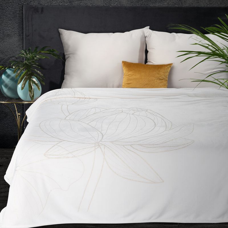 E-shop ArtFir Prikrývka na posteľ LILI 1 | biela zlatá 150 x 200 cm