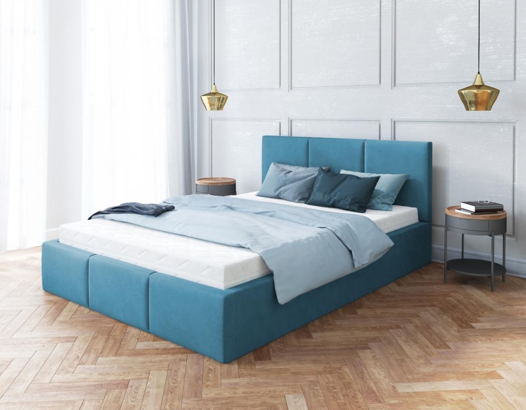 E-shop FDM Čalúnená manželská posteľ FRESIA | 140 x 200 cm Farba: Modrá