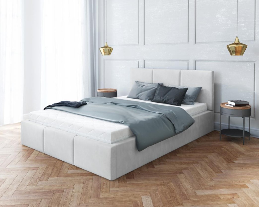 E-shop FDM Čalúnená manželská posteľ FRESIA | 140 x 200 cm Farba: Biela