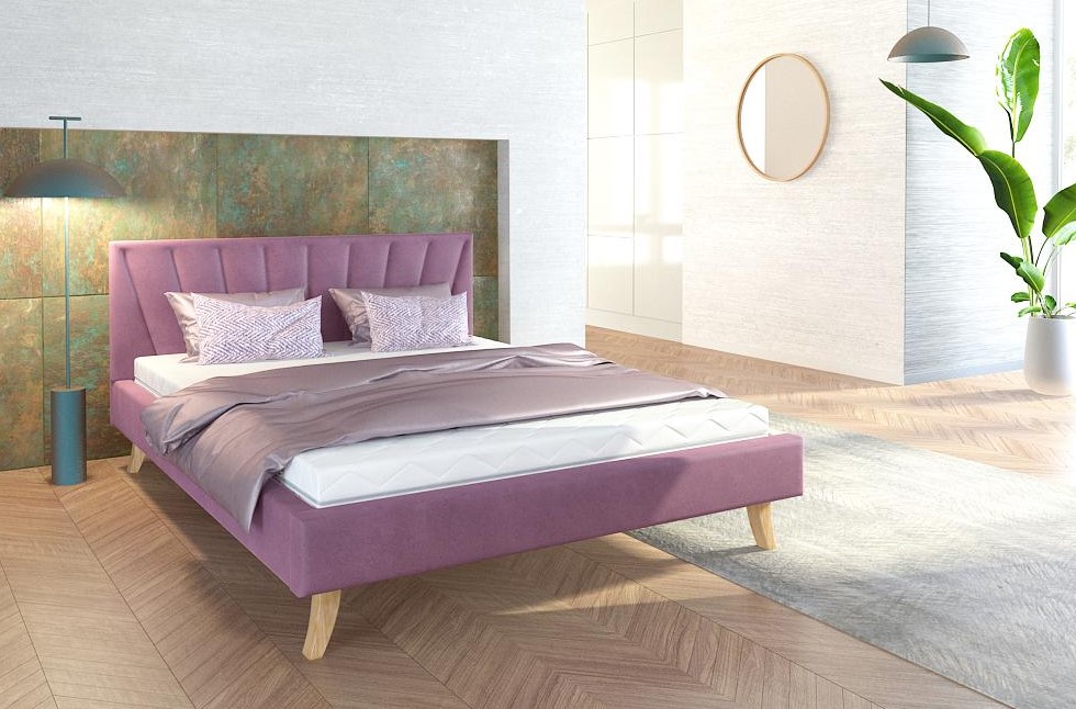 E-shop FDM Čalúnená manželská posteľ HEAVEN | 140 x 200 cm Farba: Fialová