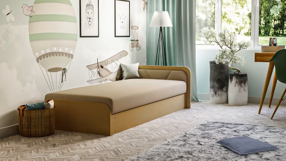 E-shop ArtElta Jednolôžková posteľ PARYS hnedá | 80 x 190 cm Farba: Alova 66, Prevedenie: pravé