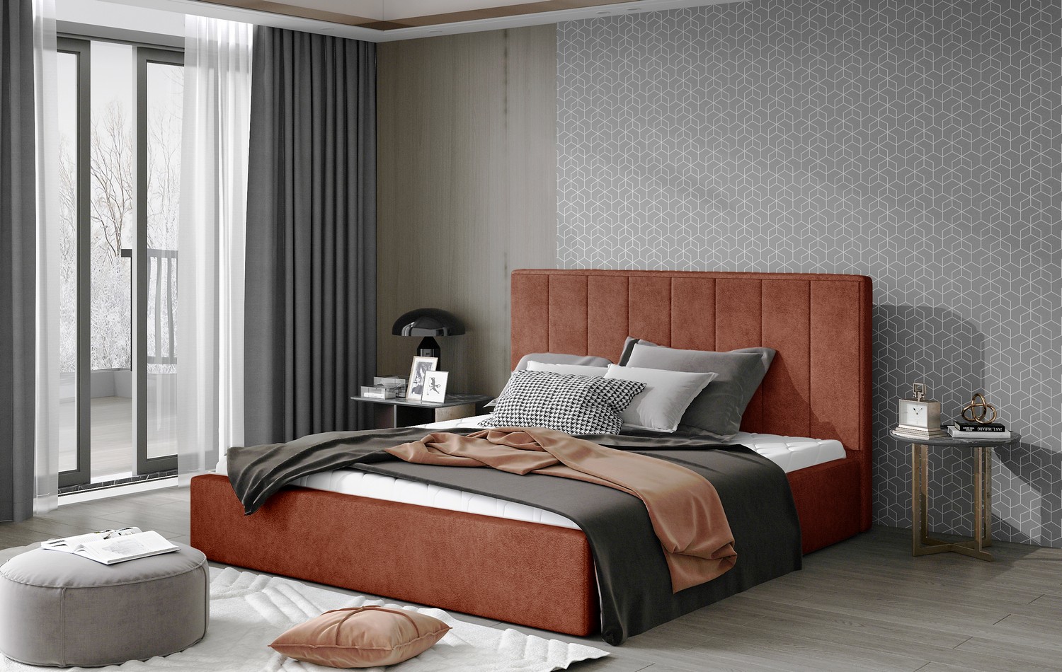 ArtElta Manželská posteľ AUDREY | 180 x 200 cm Farba: Tehlová / Dora 63