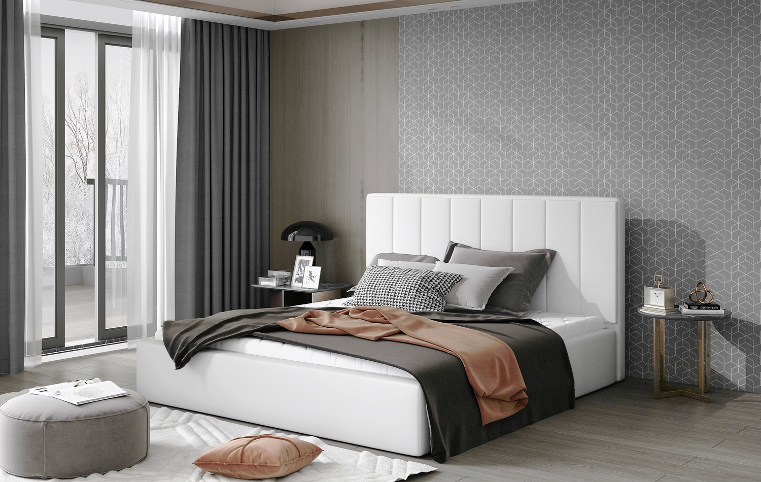 ArtElta Manželská posteľ AUDREY s úložným priestorom | 200 x 200 cm Farba: Biela / Soft 17
