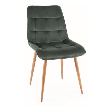 E-shop Signal Jedálenská stolička CHIC D VELVET | drevené nohy Farba: Zelená / Bluvel 78