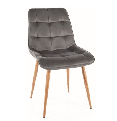 E-shop Signal Jedálenská stolička CHIC D VELVET | drevené nohy Farba: Sivá / Bluvel 14