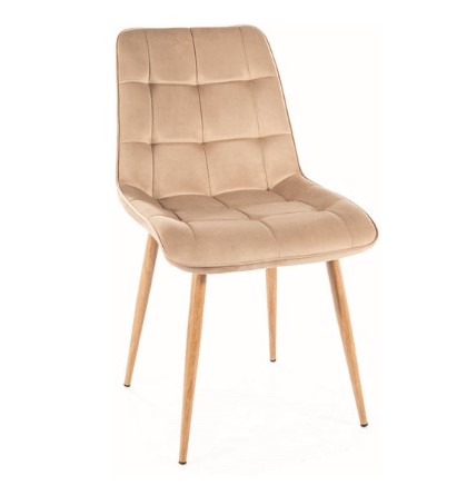 E-shop Signal Jedálenská stolička CHIC D VELVET | drevené nohy Farba: Béžová / Bluvel 28