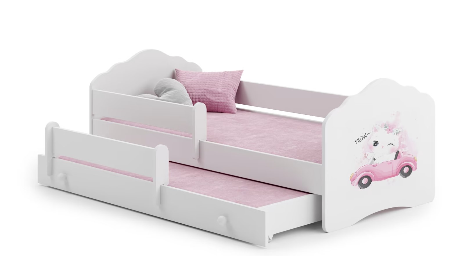 E-shop ArtAdrk Detská posteľ CASIMO II | s prístelkou a zábranou Prevedenie: Mačička v aute