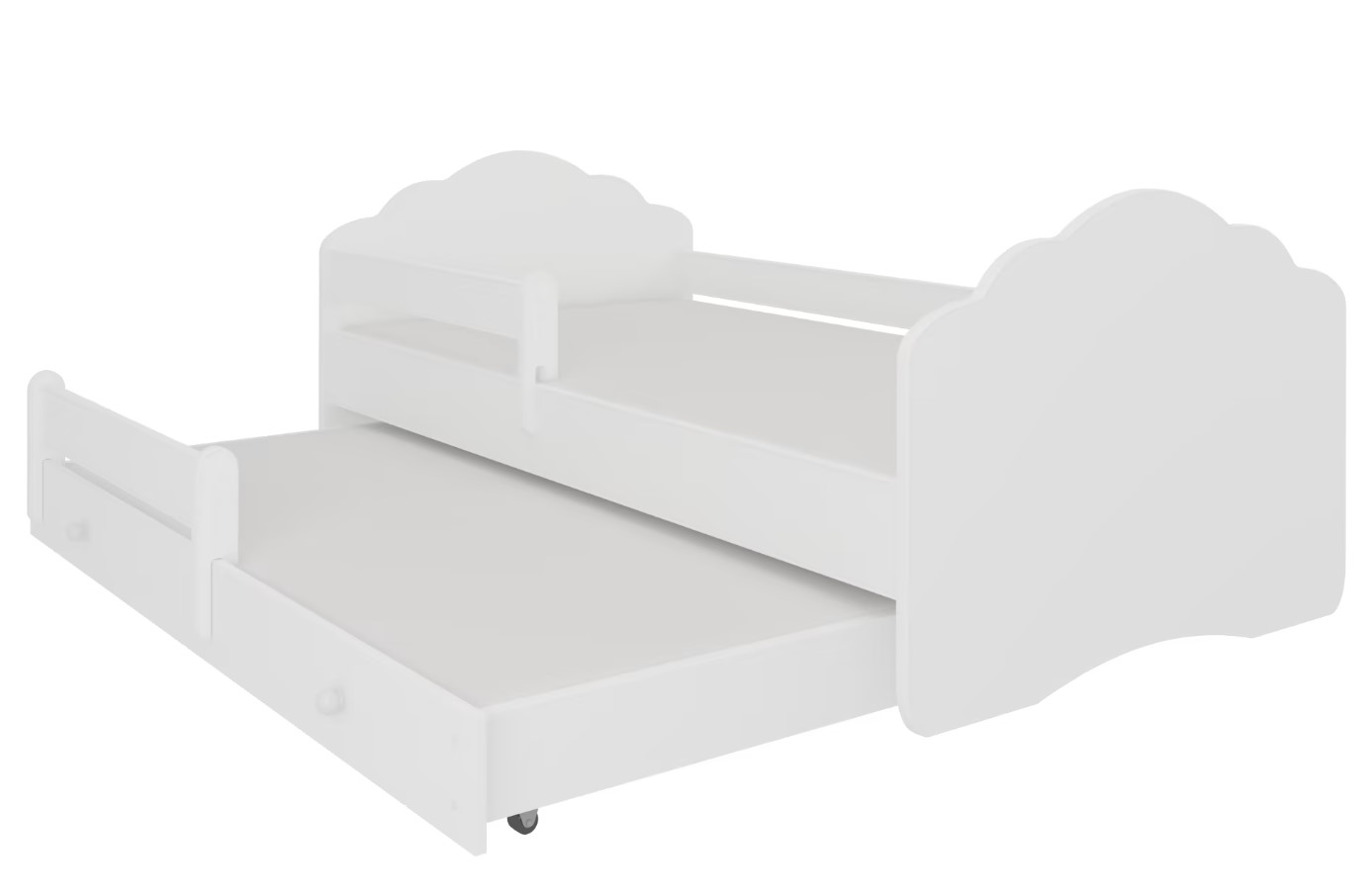 E-shop ArtAdrk Detská posteľ CASIMO II | s prístelkou a zábranou Prevedenie: Biela