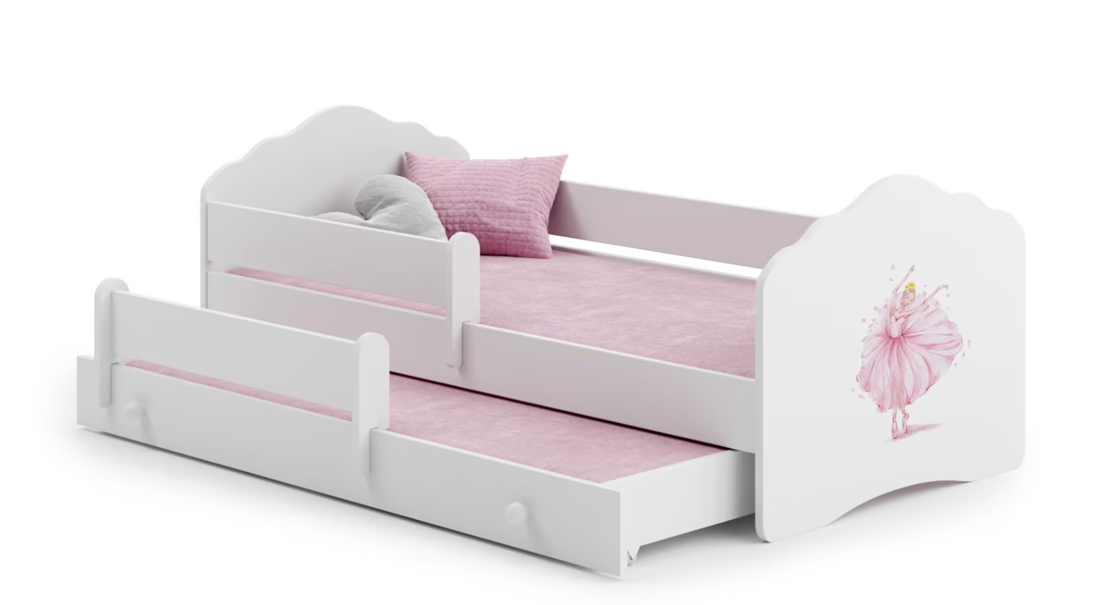 E-shop ArtAdrk Detská posteľ CASIMO II | s prístelkou a zábranou Prevedenie: Balerína