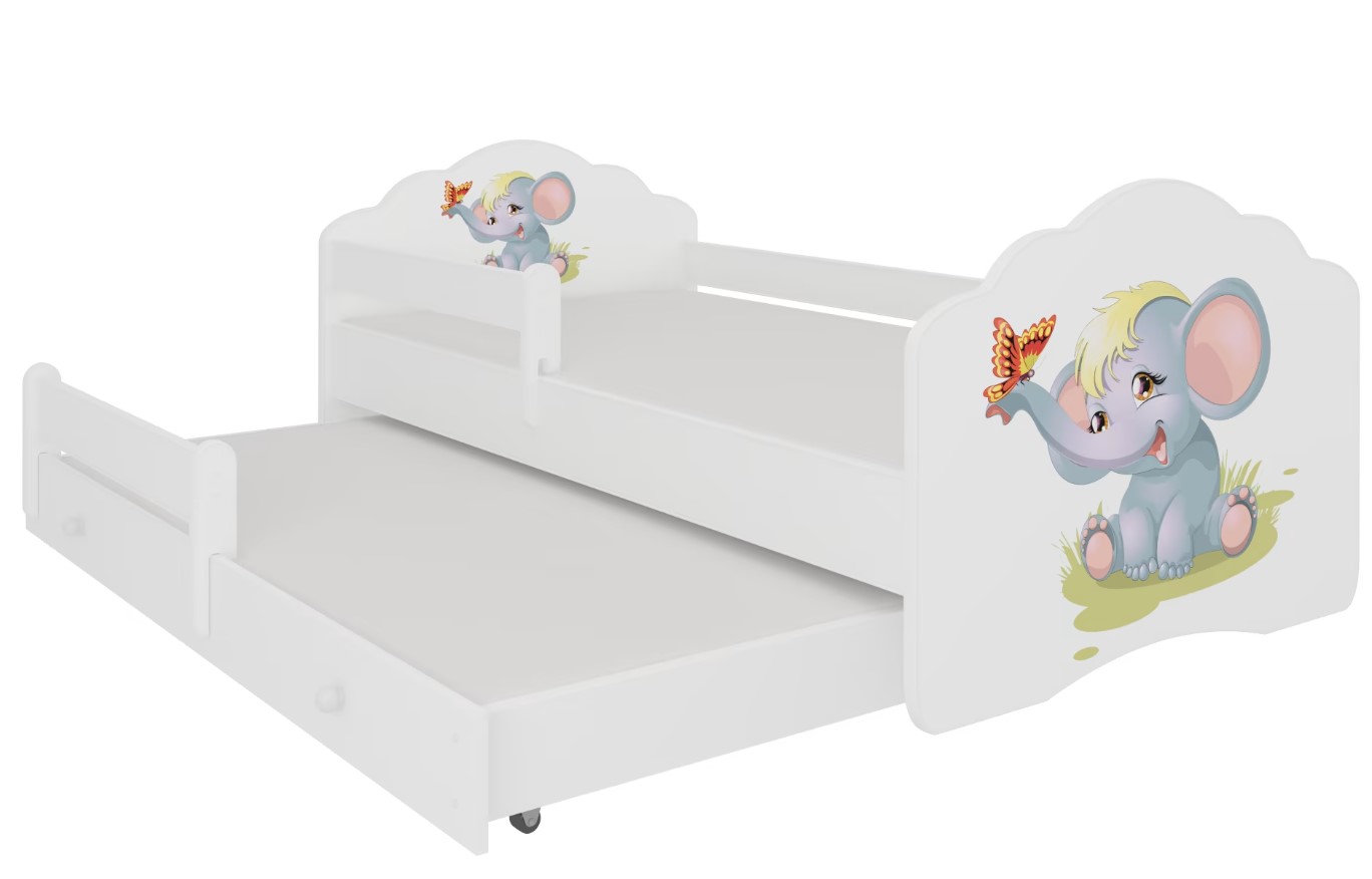 E-shop ArtAdrk Detská posteľ CASIMO II | s prístelkou a zábranou Prevedenie: Sloník