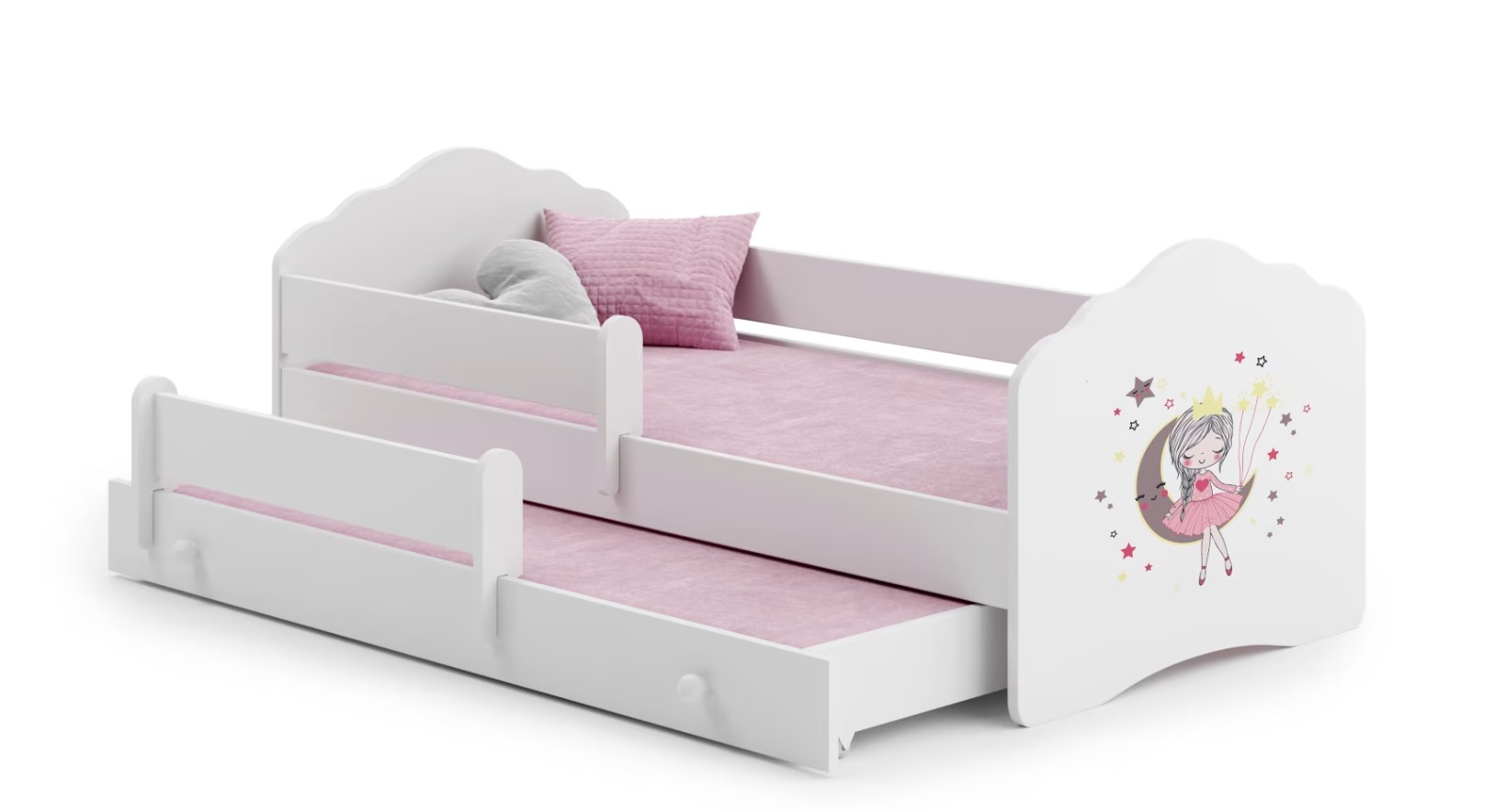 E-shop ArtAdrk Detská posteľ CASIMO II | s prístelkou a zábranou Prevedenie: Spiaca princezná