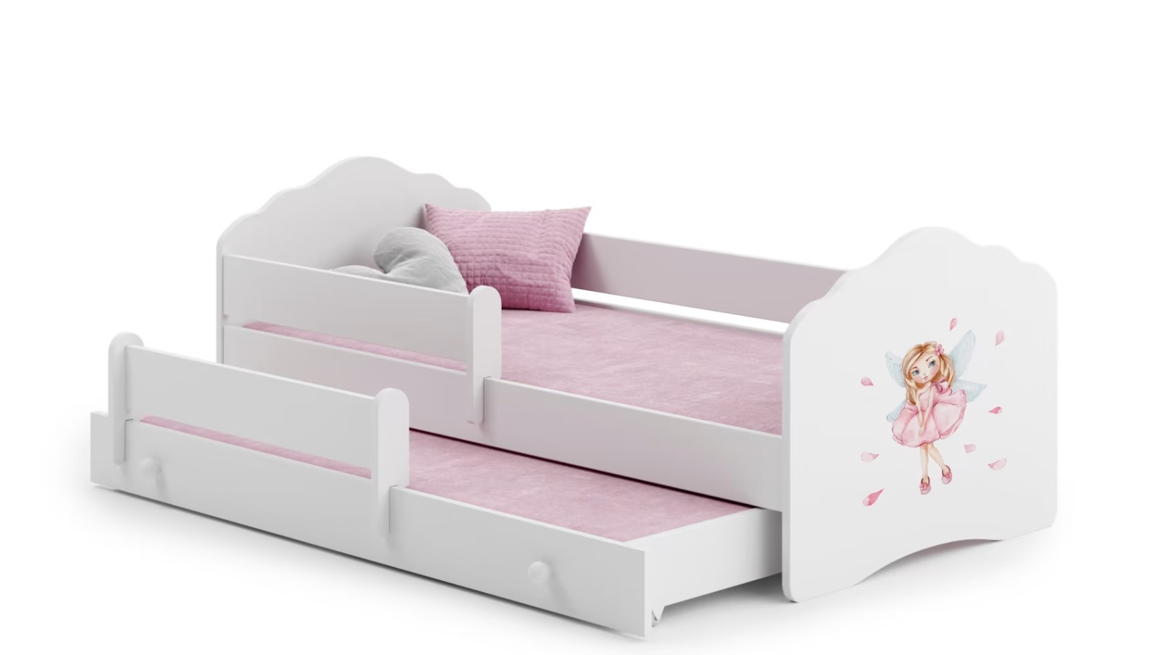 E-shop ArtAdrk Detská posteľ CASIMO II | s prístelkou a zábranou Prevedenie: Víla s krídlami
