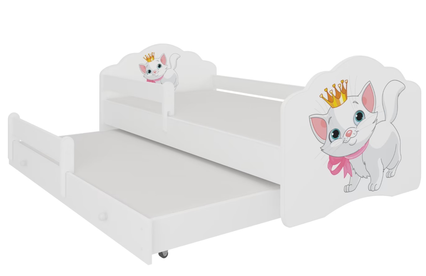 E-shop ArtAdrk Detská posteľ CASIMO II | s prístelkou a zábranou Prevedenie: Mačička