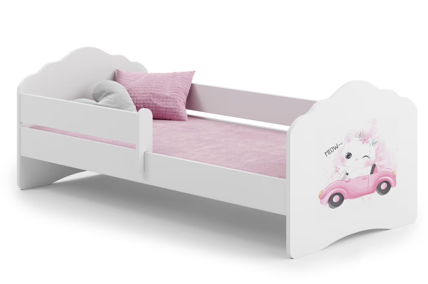 E-shop ArtAdrk Detská posteľ CASIMO | so zábranou Prevedenie: Mačička v aute