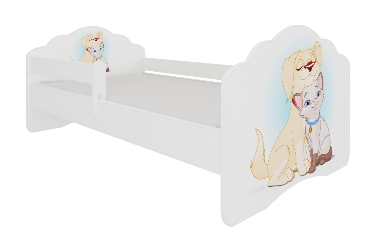 E-shop ArtAdrk Detská posteľ CASIMO | so zábranou Prevedenie: Psík a mačičkou