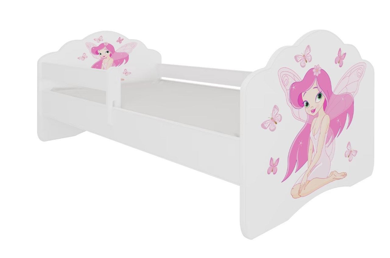 E-shop ArtAdrk Detská posteľ CASIMO | so zábranou Prevedenie: Dievča s krídlami