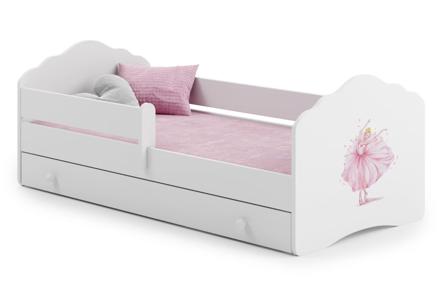 E-shop ArtAdrk Detská posteľ CASIMO | so zásuvkou a zábranou Prevedenie: Balerína