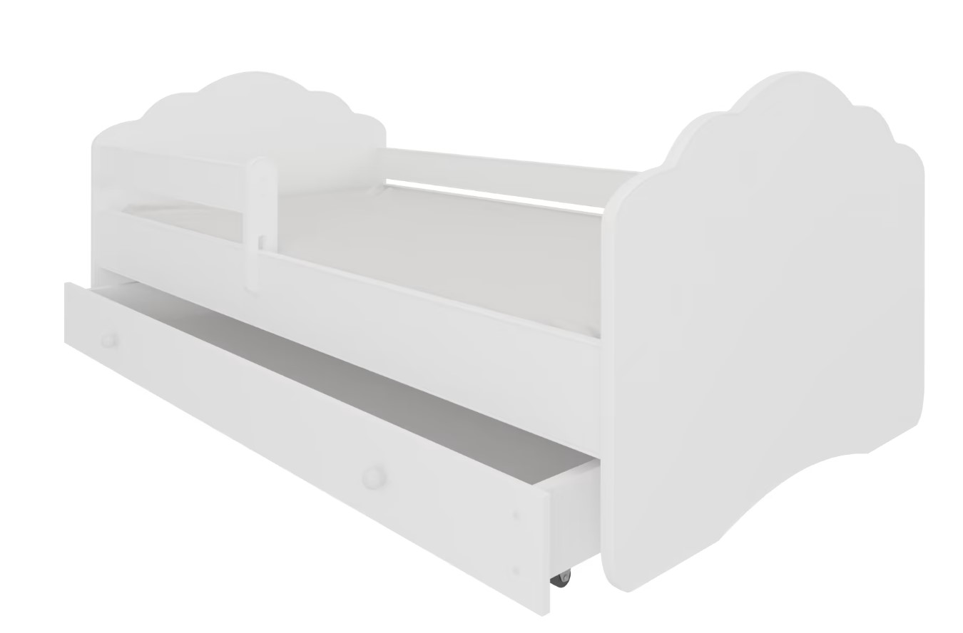 E-shop ArtAdrk Detská posteľ CASIMO | so zásuvkou a zábranou Prevedenie: Biela