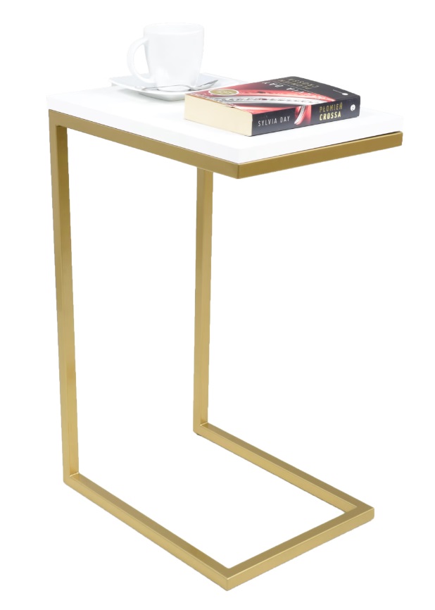 E-shop ArtAdrk Príručný stolík SPARK | zlaté nohy Farba: Biela