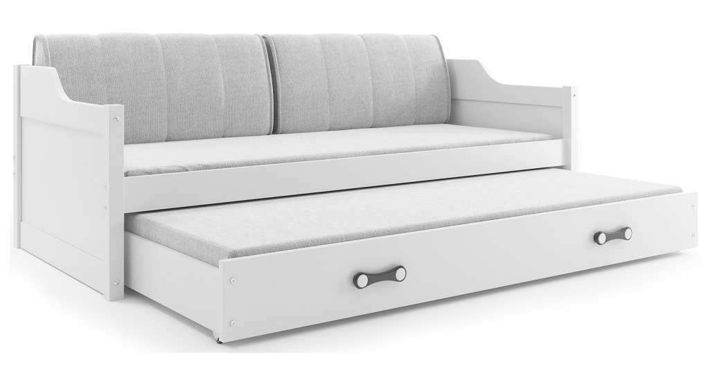 BMS Detská posteľ s prístelkou DAWID 2 | 200x90 cm | biela/biela | zmontovaná