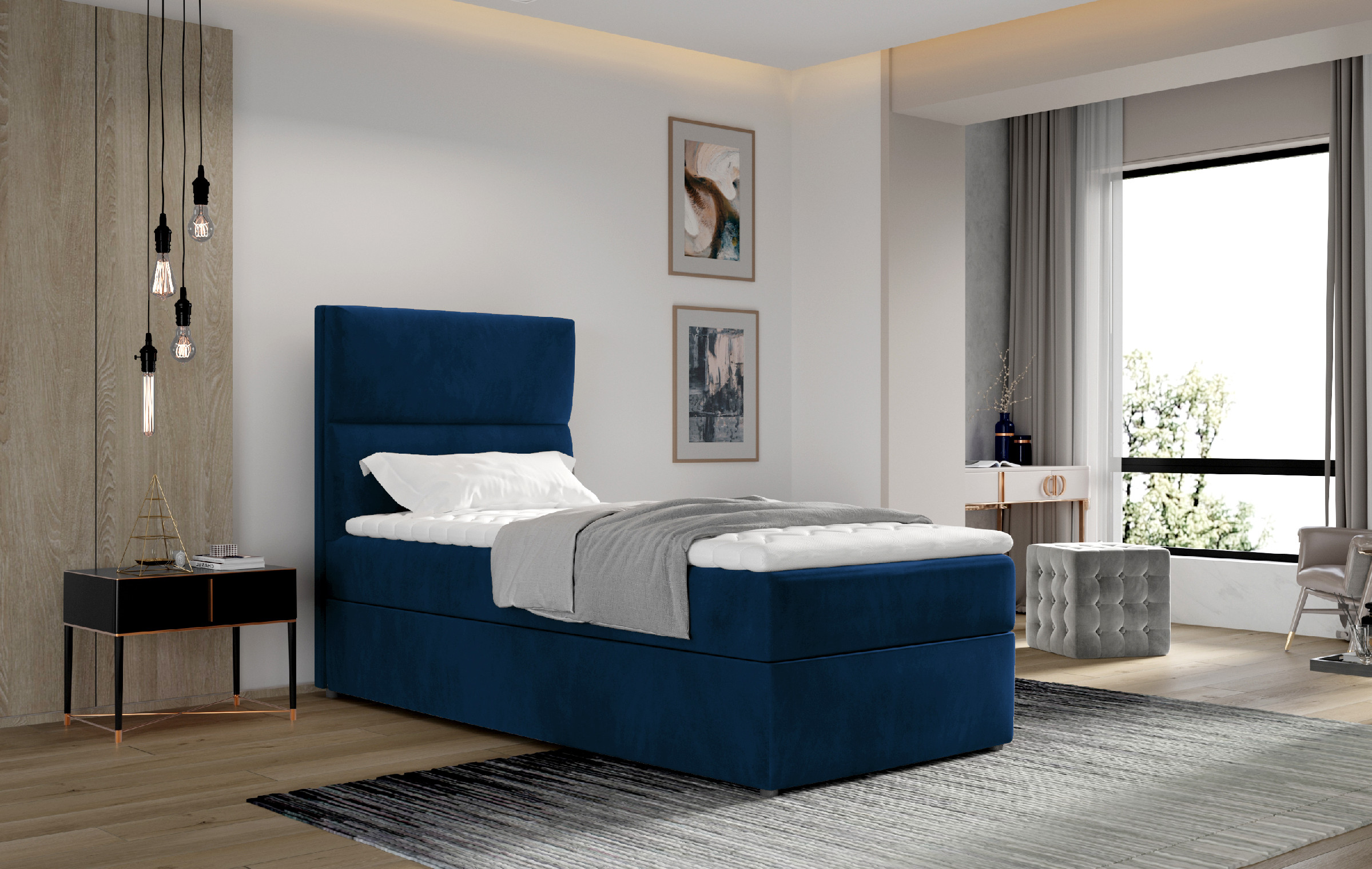 E-shop ArtElta Čalúnená jednolôžková posteľ ARCO | 90 x 200 cm Farba: Monolith 77