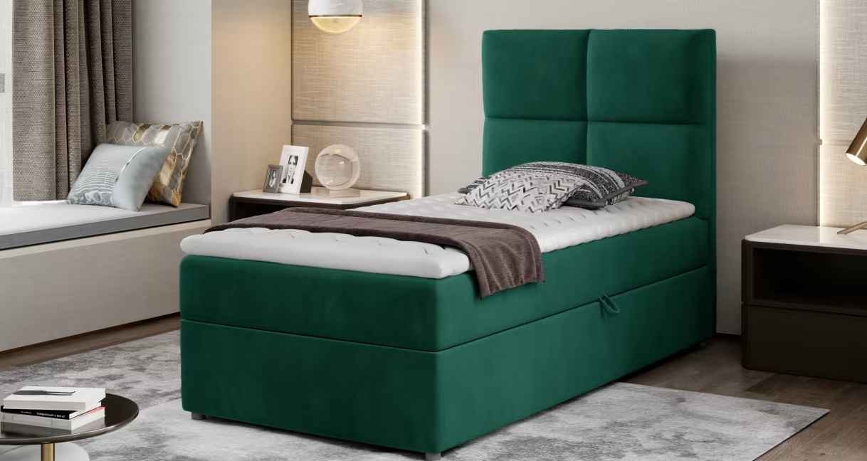E-shop ArtElta Čalúnená jednolôžková posteľ RIVIA | 90 x 200 cm Farba: Monolith 37