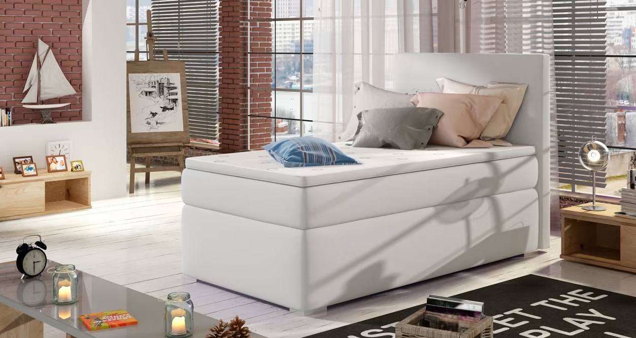 E-shop ArtElta Čalúnená jednolôžková posteľ ROCCO | ľavá 90 x 200 cm Farba: Soft 17