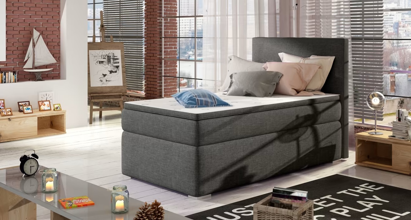 E-shop ArtElta Čalúnená jednolôžková posteľ ROCCO | ľavá 90 x 200 cm Farba: Sawana 05