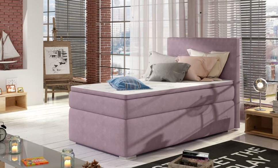E-shop ArtElta Čalúnená jednolôžková posteľ ROCCO | 90 x 200 cm | pravá Farba: Soro 65