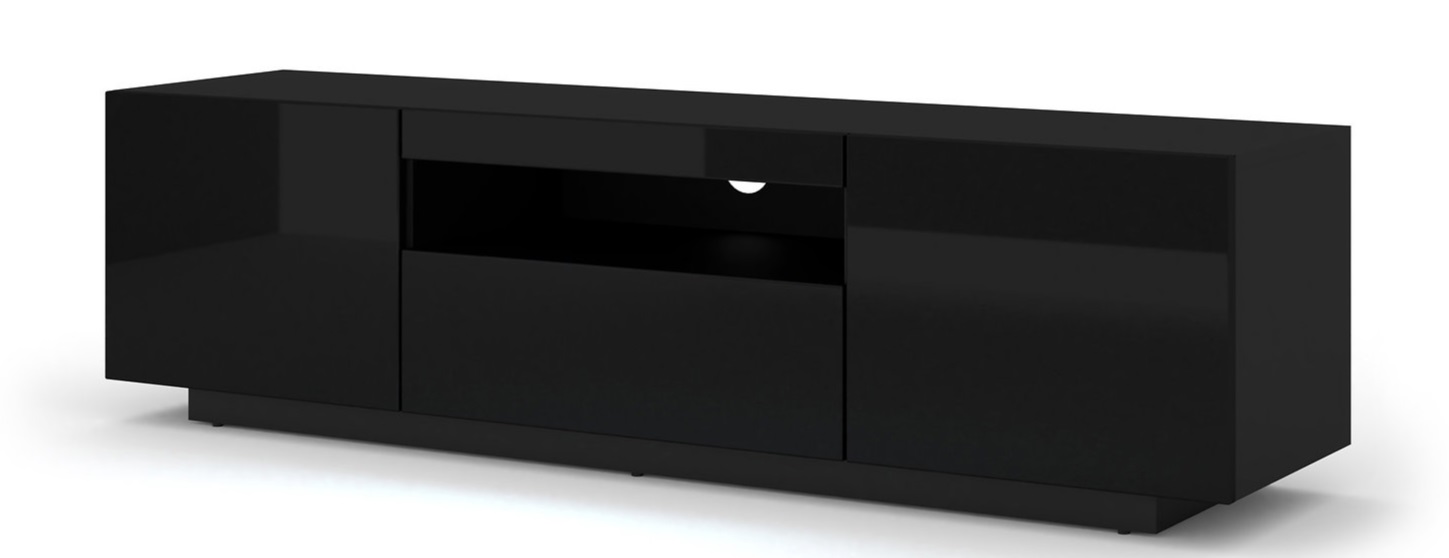 E-shop ARTBm TV stolík AURA 150 | čierny lesk Variant: bez LED osvetlenia