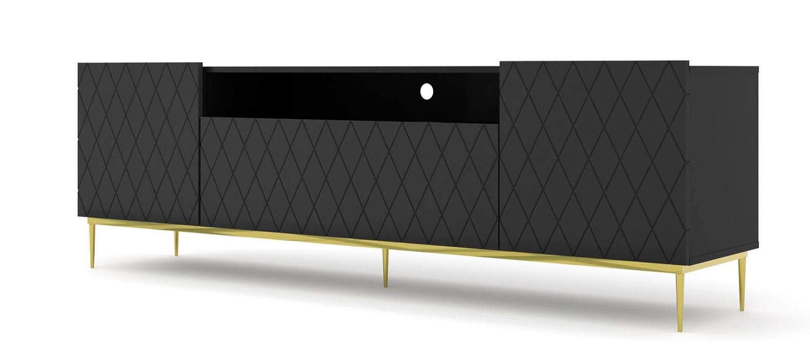 E-shop ARTBm TV stolík DIUNA 193 2D1K | čierny mat Prevedenie: Čierny mat / zlatá podnož